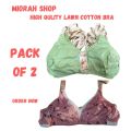 Pack of 2 Ladies Cotton Lawn Bra Summer Stuff Brazier(32-42). 