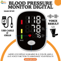 Digital Blood Pressure Monitor with Voice Function - Automatic BP Machine for Upper Arm, Large LCD Display, Bluetooth, and USB Power Supply. 