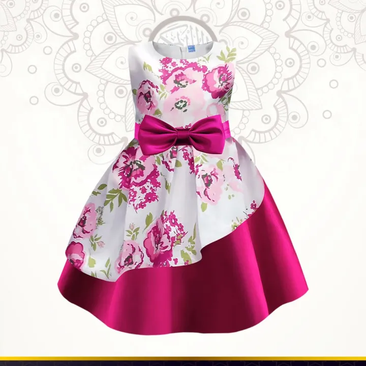 Kids%20Girls%20Fashionable%20Party%20Frock%20All%20Over%20Flower%20Pattern%20Dress%20For%20Yours%20Baby%20Smile%20-%20Image%204