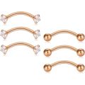 6Pcs Stainless Steel Rook Daith Earrings, Belly Lip Ring Eyebrow Studs Cartilage Tragus Cubic Zirconia Barbell Body Piercing. 