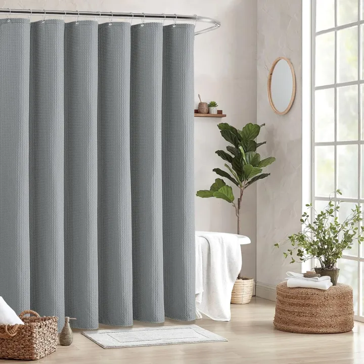 Waffle%20Shower%20Curtain%20Heavy%20Duty%20Mould%20Proof%20Resistant%20Shower%20Curtain%20for%20Bathroom%20Waterproof%20Luxury%20Shower%20Curtain%20with%2012Hooks%20-%20Image%205