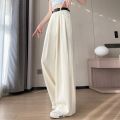 2025 New Spring Summer Casual Loose Women's Wide Leg Full Length Pants High Waist Solid Female Elegant Straight Trousers. 