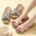 Hemp Casual Women's Slippers Home Flats Spring Summer Luxury Designer Woman Shoes Fashion Indoor Slides Ladies Soft Sole Elegant. 
