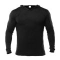 Plain Mens Hooded Running T-shirts Autumn Cotton Fitness Long Sleeve Hoodies Breathable Workout Gym Clothing Sports Muscle Shirt.