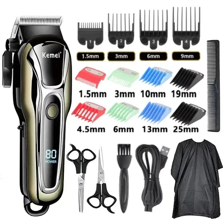 Kemei Men Hair Clipper KM-PG1990A USB Rechargeable Electric Professional Cordless Hair Trimmer Men's Hair Cutting Machine Shaver