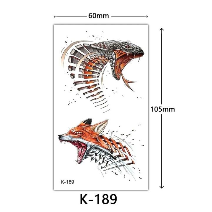 15pcs%20Disposable%20Waterproof%20Tattoo%20Sticker%20Lion%20Tiger%20and%20Snake%20Fierce%20Animal%20Series%20Waterproof%20Realistic%20Tattoo%20Sticker%20Paper%20-%20Image%204