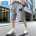 Big Kids Summer Shorts Children Cute Cat Print Cotton Toddler Short Pants Classic Gray/Black School Student Boys Sweatpants MKA1. 