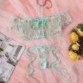 Sexy Fancy Lingerie Set 2 Pieces Transparent Halter Off Shoulder Women's Underwear Beautiful Daisy Print Bra And Panty Sets. 