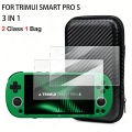 Tempered Glass Screen and Game Storage Bag for TRIMUI Smart Pro S Zipper Carry Bag EVA Hard Handbag Game Accessories 1/4 IN1.