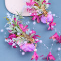 Chinese retro bridal headpiece 1 pair of pink floral tassel hair clips Wedding party performance headband Hair accessories. 