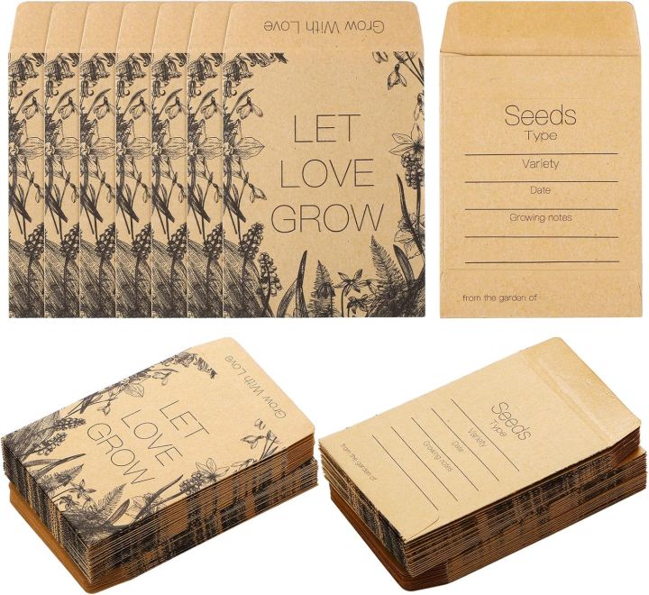 50/100 Pcs Packets Unfilled Kraft Wedding Favors Packets Self Adhesive Rustic Envelopes Small Flower Storage Packets
