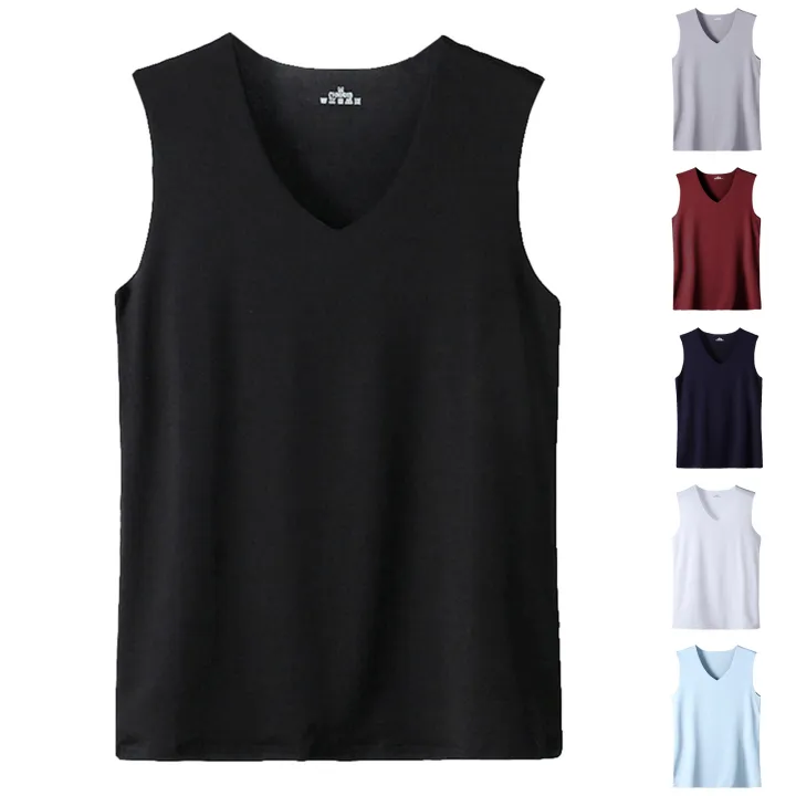 Men'S%20Top%20Men'S%20Summer%20Multi%20Color%20Sleeveless%20Vest%20Men'S%20Summer%20Ice%20Silk%20Traceless%20Thin%20Breathable%20Color%20V-Neck%20Sleeveless%20Top%20-%20Image%202