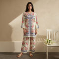 Zellbury Stitched Summer 2 Piece Textured Lawn Kurta Trouser - 2607 Cambric Trouser RTW - Stitched Suit For Women - Dress For Girls - Women Pret - Summer '1.0 - Essential Pret Collection-2026. 