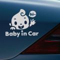 Baby In Car Waving Baby on Board Safety Sign Auto Window Bumper PET Waterproof Sticker Silver White Universal Car Accessories. 