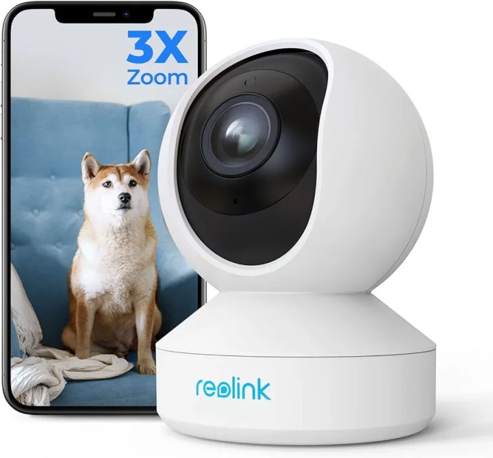 REOLINK E1 Zoom Indoor Security Camera, 2.4/5GHz Dual Band WiFi Camera, 5MP Plug-in Pet Camera, 360 Degree Baby/Dog Monitor with 3X Optical Zoom, Auto Tracking, Person/Pet Detection, Local Storage