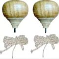 BiKreta- Lattu With Dori Wooden Spinning Ghurung Bhurung Ghurra 2p Set Spinner Laddu. 