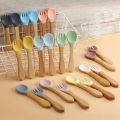 2/3/4 PCS Baby Silicone Plate Bowl Spoon Fork Set Solid Cute Color Grid Children Dishes Toddle Training Tableware Kids Feeding Stuff. 