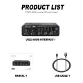 UX22 Audio Interface Sound Card 32-bit/192KHz AD Converter, Electric Guitar Live Recording Professional Studio Singing, Podcast. 