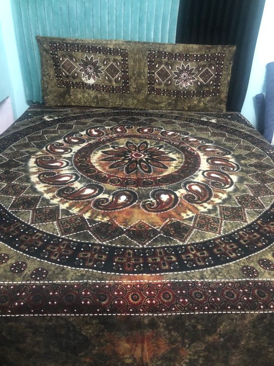 Dyed and painted bedsheet