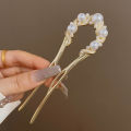 U자비녀 Pearl Flower Hairpin New Chinese Modern Simple Updo U-shaped Hairpin Hanfu Hair Accessory Hula Girl Hair Accessories 2025. 