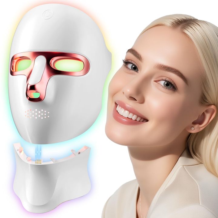 Led Face Device 7 Color LED Face and Neck Mask Rechargeable Light Beauty Device for ...