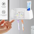 4 Toothbrush Holder Set Wall Mount Stand Home Bathroom Toilet Automatic Toothpaste Dispenser. 