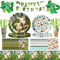 Dinosaur Disposable Tableware Set Dinosaur Theme Birthday Party Decoration Dinosaur Paper Plate Cup Tablecloth Boy Party Supplie.