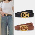 Women's Leather Belt with GG Letters Casual Fashionable Versatile Belt Trendy Jeans Belt High Quality Women's Style Waistband.