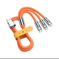 3 in 1 120W 6A Fast Charging Type C Cable Micro USB for i-Phone Charging Cable for S am-sung Hua-wei Phone Charger USB Cable. 