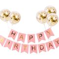 Happy Birthday Banners And Golden Confetti Balloons Theam Sets. 