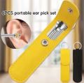 Ear Pick Set Portable Ear Cleaner Set Stainless Steel with Leather Case - 6 Pcs. 