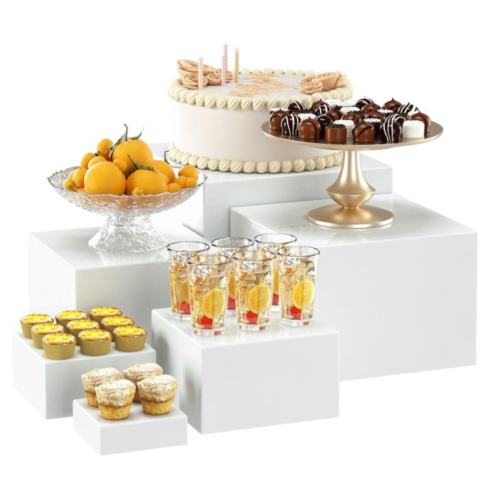 6pcs Acrylic Buffet Riser Food Display Stands Stackable Table Dessert ...