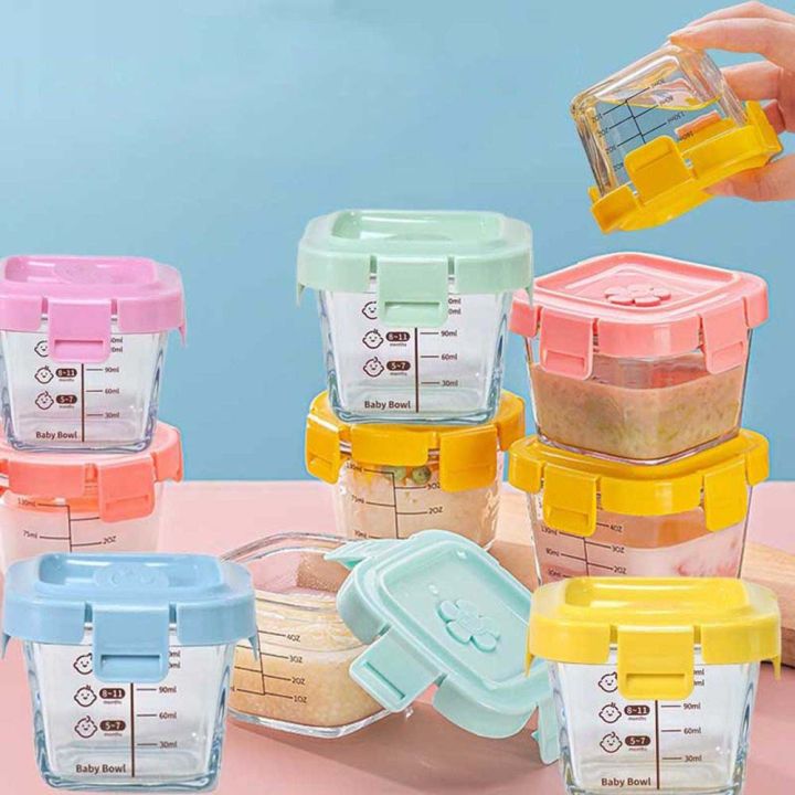 140ml Glass Food Storage Box Frozen Baby Food Glass Cup Baby Food Storage Jar for Little Ones Microwave Safe