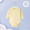 Soft Cotton Long-Sleeved Baby Bodysuit Seamless Sewing Baby Romper Newborn Clothes 0-24 moths Solid Color Infant Jumpsuit. 