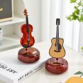 Rotating Music Box Musical Instrument Crafts Miniature Cello Violin Model Creative Mini Box Base No Battery Required - For. 