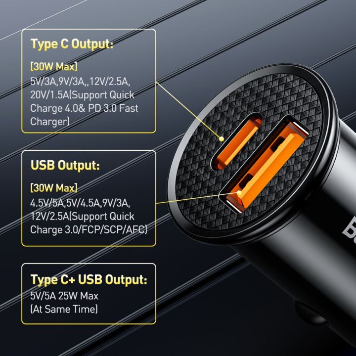 Baseus%2030W%20USB%20Car%20Charger%20Quick%20Charge%204.0%203.0%20FCP%20SCP%20USB%20PD%20For%20%20iPhone%2012%2013%2014%20Pro%20Fast%20Charging%20Car%20Phone%20Charger%20-%20Image%207