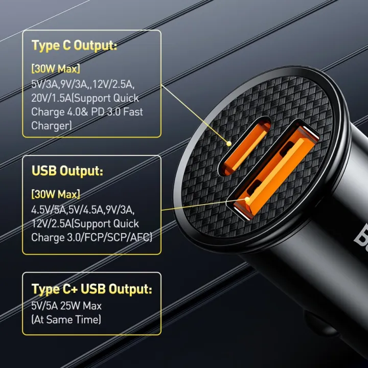 Baseus%2030W%20USB%20Car%20Charger%20Quick%20Charge%204.0%203.0%20FCP%20SCP%20USB%20PD%20For%20%20iPhone%2012%2013%2014%20Pro%20Fast%20Charging%20Car%20Phone%20Charger%20-%20Image%207