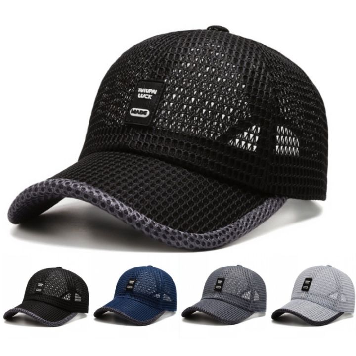 Quick Drying Cool Breathable Mesh Fishing Sunhat Summer Anti-UV Letter Printed Sports Running Golf Baseball Caps Sunshade Visors