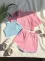 Outdoor Sports Clothes Tennis Clothes Running Clothes Basketball Clothes Sweet Cute Loose 3-Piece Set Digital Print Baby Girl. 