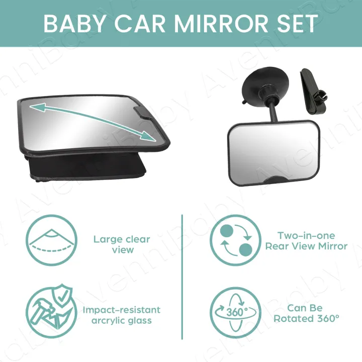 2PC%20Baby%20Car%20Mirror%20Set%20Including%20Clip-On%20Forward-Facing%20Mirror%20&%20360%C2%B0%20Rotatable%20Shatterproof%20Car%20Seat%20Mirror%20For%20Rear%20Facing%20Wi%20-%20Image%204
