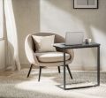 Modern Sofa Side Table for Living Room | Metal Frame with Wooden Top | C-Shaped Couch Table for Snacks, Coffee, Laptop & Home Décor. 