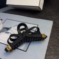 1/2 PC 2026 Y2K ladies' new street style elegant gold label black leather butterfly knot large-sized matte clutch hair accessory. 