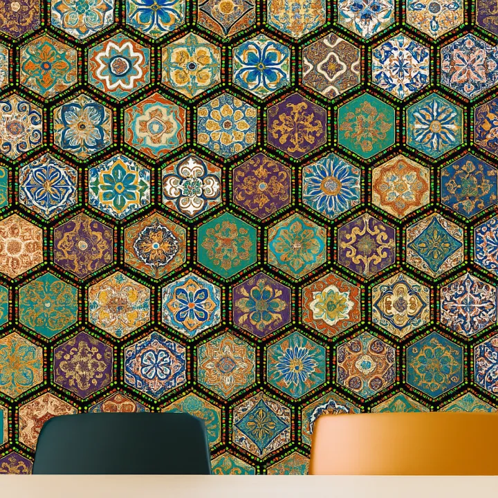 24 Pcs Decorative Colorful Hexagon Tile Stickers Self-Adhesive Peel ...