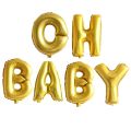 OH Baby Script Foil Balloons, for Baby Shower Decorations, Girl Gender Reveal, Straw and 32' Roll Ribbon Included. 