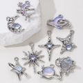 9pcs New Star Moon Enamel Charms Blue Fashion Y2K Style Pendants For Making DIY Handmade Findings Accessories Necklace Jewelry.