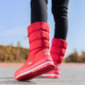 Winter thick women's snow boots Warm Plush Mid-calf Boots Non slip Waterproof  Platform Snow Boot Casual Female White shoes. 