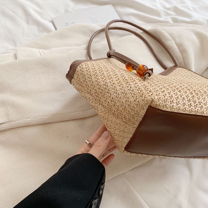 Color%20blocking%20woven%20straw%20woven%20bag%20for%20women,%20large%20capacity%20versatile%20shoulder%20bag,%20popular%20commuting%20tote%20bag%20suitable%20for%20g%20-%20Image%203