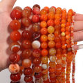 1 Strand Orange Natural Agate Loose Beads Gemstone Round Beads Natural Stone for Jewelry Making DIY 4/6/8/10/12mm. 