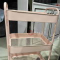 Mobile wheel rack mini movable wheel shelf 3 tier steel shelf pastel wheels kitchen rack living room Smail. 