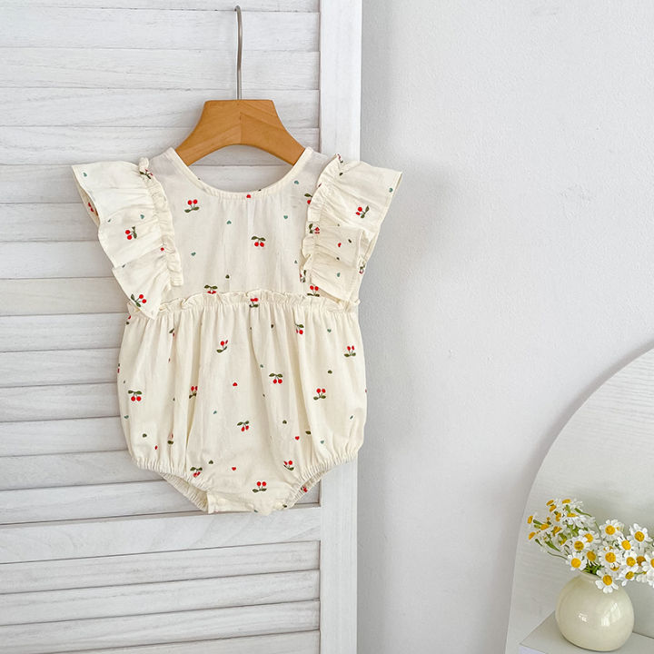 Baby%20Summer%20Cherry%20Print%20Jumpsuit%20Short%20Sleeve%20Triangle%20Jumpsuit%20Girl%20Baby%20Sweet%20Cute%20Jumpsuit%20with%20Bow%20for%20Summer%20Toddlers%20Baby%20-%20Image%203
